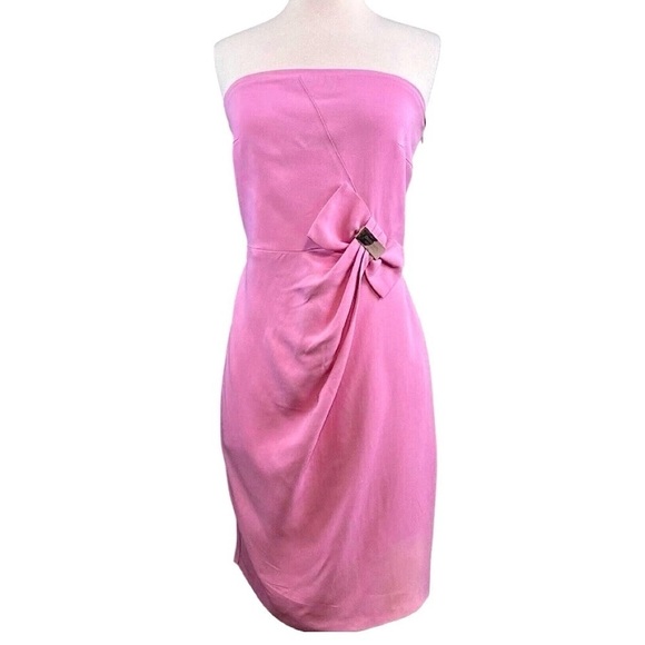 Cristinaeffe Collection Italy Strapless Bow Stretch Dress Pink Size IT 46 US 10 - Picture 1 of 10